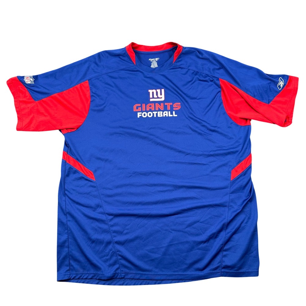 Y2K Reebok New York Giants Athletic T-Shirt Mens XL NFL Royal Blue Red PlayDry